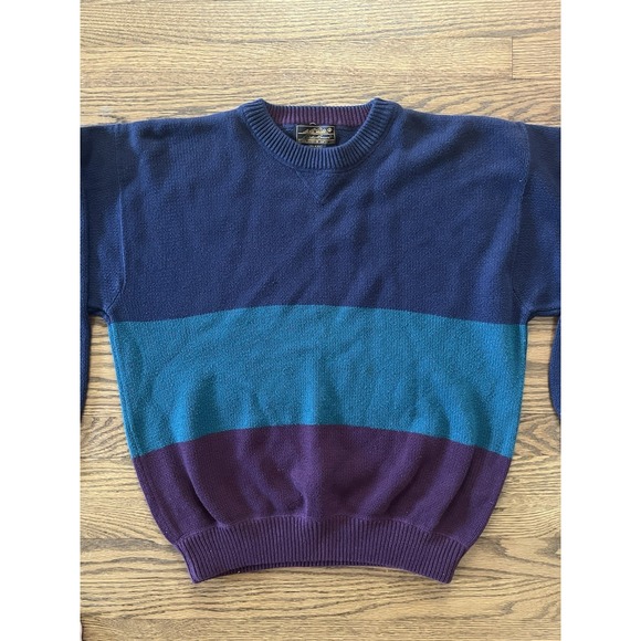 Vintage 90s Eddie Bauer Color Block Sweater Outdoor Outfitters - Men's Medium - Picture 2 of 8